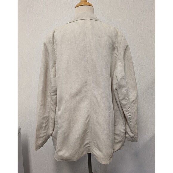 H&M Ivory Linen Blend Double Breasted Single Button Blazer Jacket sz XL Office - Picture 7 of 10